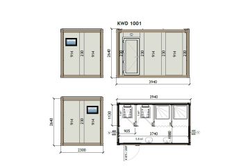 KW4 230X400 Prysznic Kontener