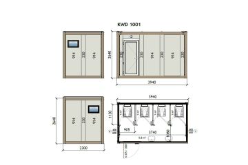 KW4 230X400 Toaleta Kontener